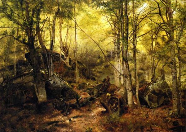 Deerhunter In The Woods by John George Brown