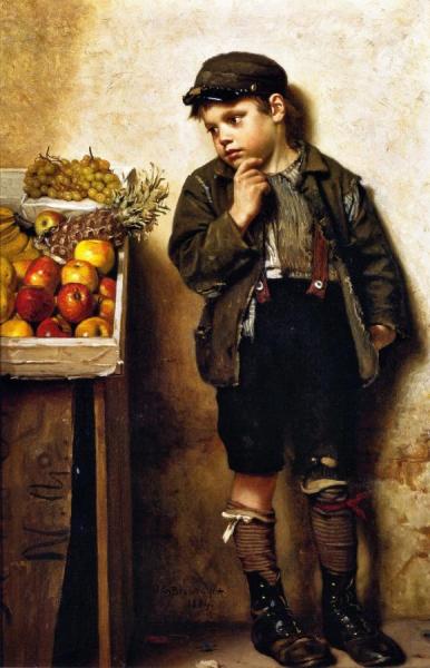 Eying The Fruit Stand by John George Brown