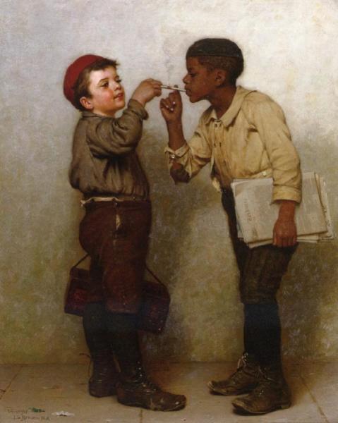 Give Him A Light by John George Brown