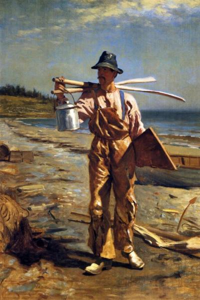 Grand Manan Fisherman Bringing Home His Oars by John George Brown