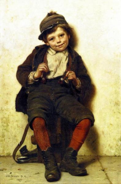 John George Brown Shoeshine Boy With A Rose