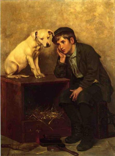 Shoeshine Boy With His Dog by John George Brown