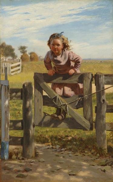 Swinging On A Gate by John George Brown