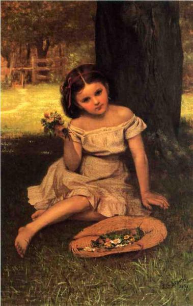 Young Girl With Flowers by John George Brown