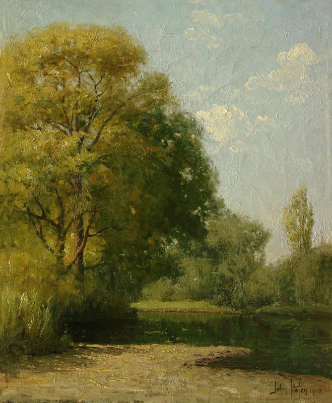 Trees On A Stream by John Hafen