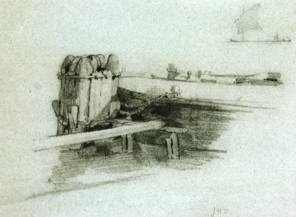 Boat At Bulkhead by John Henry Twachtman