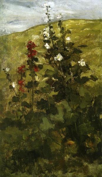 Hollyhocks by John Henry Twachtman