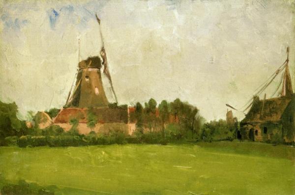 Windmill In The Dutch Countryside by John Henry Twachtman