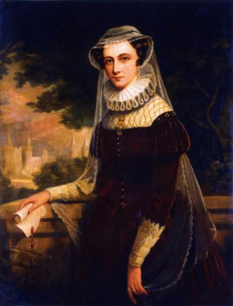 Mary Queen Of Scotts, With Holyrood Palace Beyond by John Horsburgh