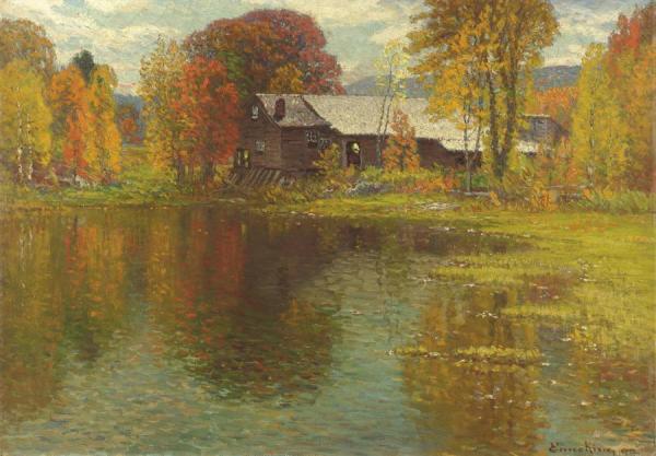 Old Mill, North Sutton, New Hampshire by John Joseph Enneking Oil Painting Reproductions