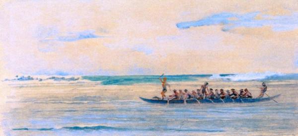 Canoe Going From Up The Coast To Apia To A Big Talolo, Or Official Presentation Of Food, Jan. 1891 by John Lafarge