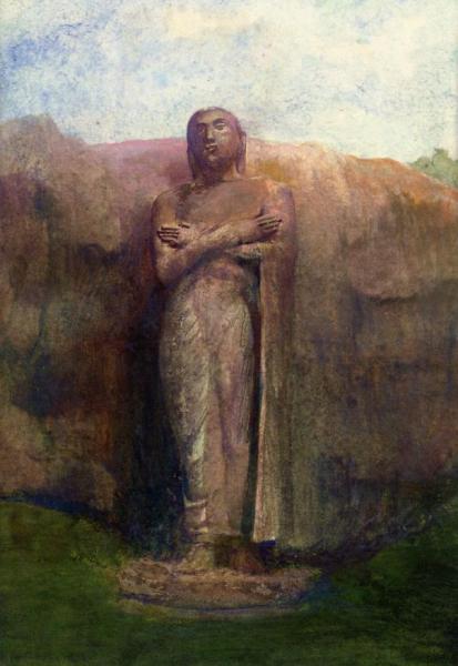 Colossal Statue Of Ananda, Near The Ruined City Of Pollanarua, Ceylon, 1891 by John Lafarge