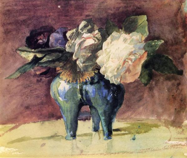 Flowers. In A Blue Chinese Vase, Of Antique Shape by John Lafarge