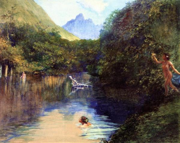 Ford At The Upper End Of The Vai-te-piha (tautira River), Tahiti, 1891 by John Lafarge