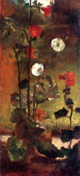 Hollyhocks by John Lafarge