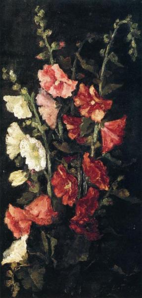 Hollyhocks by John Lafarge
