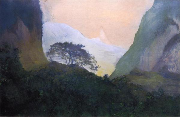 Landscape, Evening, Tahiti, Pass And Peak Of Vaiaroa, Taiarapu by John Lafarge