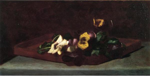 Pansies On A Tray by John Lafarge