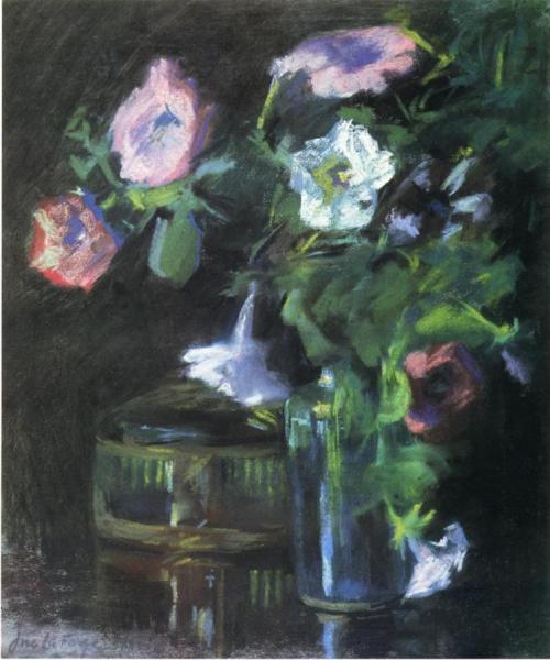 Petunias In A Glass Vase by John Lafarge