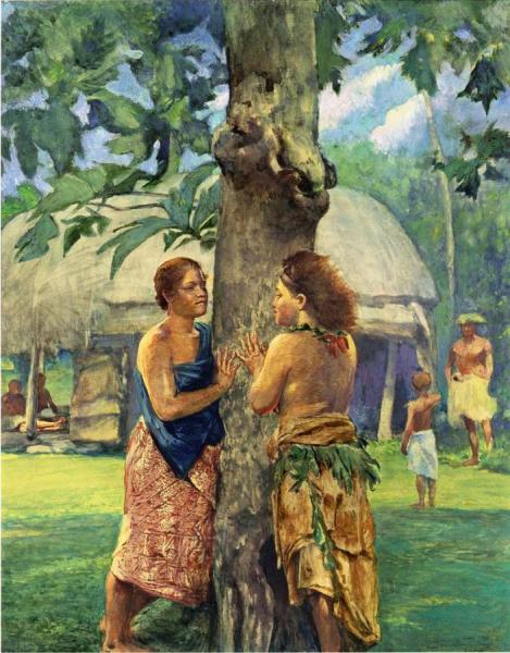 Portrait Of Faase, The Taupo Of Fagaloa Bay, Samoa by John Lafarge