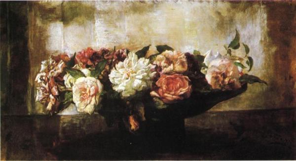 Roses In A Shallow Bowl by John Lafarge