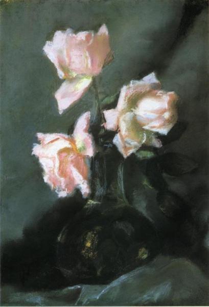Roses In A Vase by John Lafarge