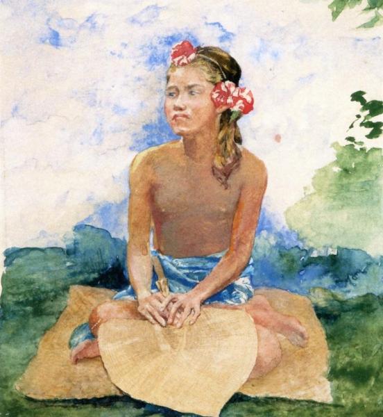 John Lafarge Study Of Tongan Girl With Fan