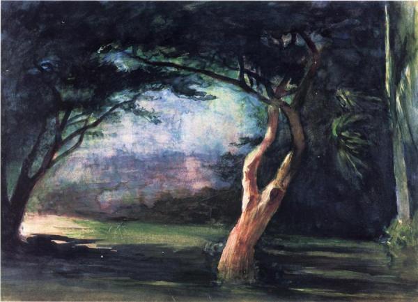 Study Of Trees In Moonlight, At Honolulu by John Lafarge