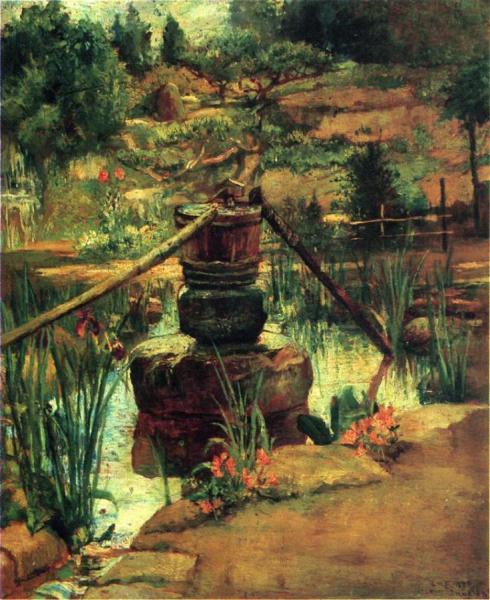 The Fountain In Our Garden At Nikko by John Lafarge