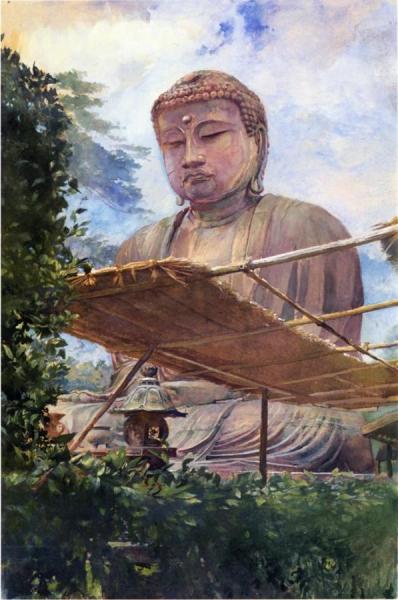 The Great Statue Of Amida Buddha At Kamakura, Known As The Diabutsu, From The Priest's Garden by John Lafarge