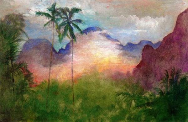 Uponohu, End Of Cook's Bay, Island Of Moorea, Sunset by John Lafarge Oil Painting Reproductions