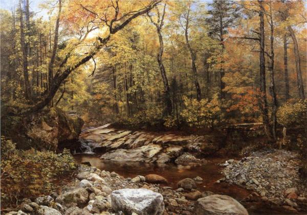 Brook In Autumn, Keene Valley, Adirondacks by John Lee Fitch