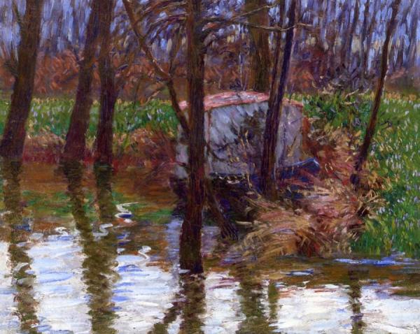 John Leslie Breck The River Epte With Monet's Aelier-boat
