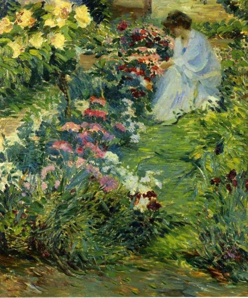 John Leslie Breck Woman In A Garden