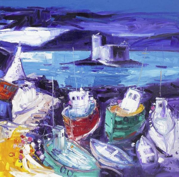 Wet Evening Kismil Castle, Isle Of Barra by John Lowrie Morrison Oil Painting Reproductions