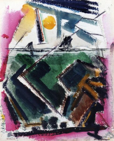 Boat With Sun, Deer Isle, Maine by John Marin