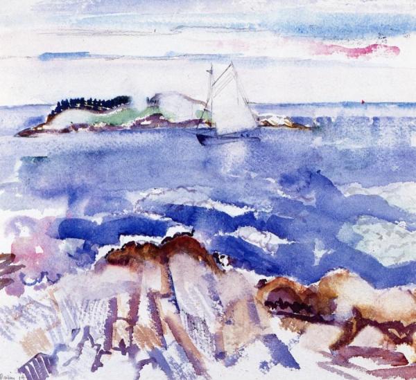 Coastal Scene With Sailboat by John Marin Oil Painting Reproductions