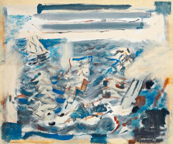 Sea In Blue, Grey And Light Red, 1948 by John Marin Oil Painting Reproductions