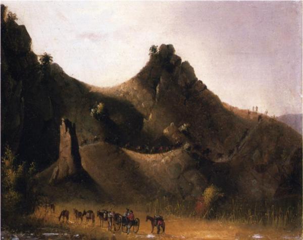 Passing An Obstruction: Mouth Of Night Creek by John Mix Stanley