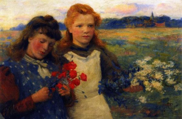 Girls Picking Wild Flowers by John N. Mcghie