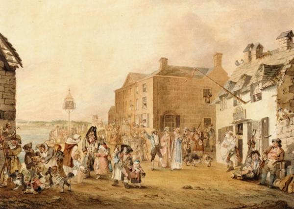 Figures On A Street In Dublin by John Nixon