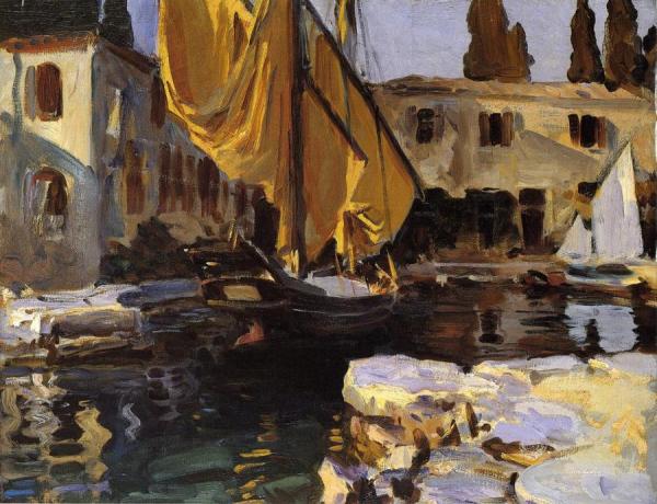 Boat With The Golden Sail, San Vigilio by John Singer Sargent