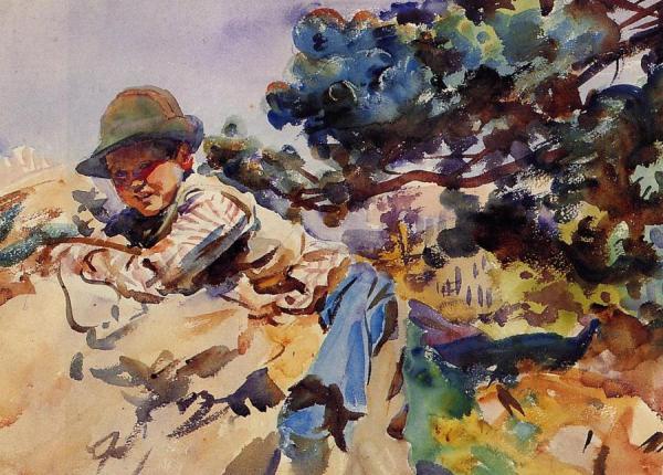 Boy On A Rock by John Singer Sargent Oil Painting Reproductions