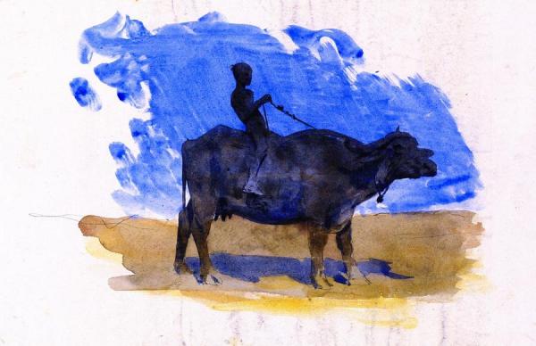 Boy On A Water Buffalo by John Singer Sargent
