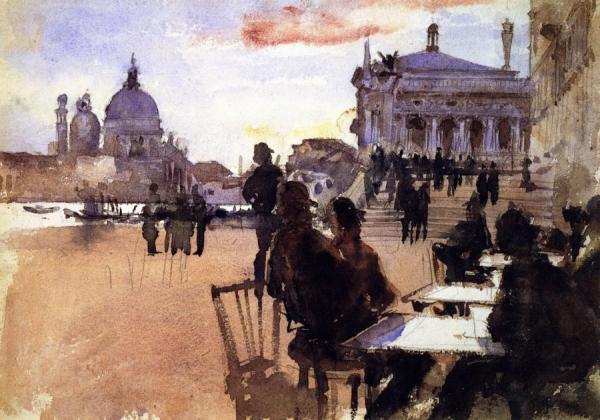 Café On The Riva Degli Schiavoni, Venice by John Singer Sargent