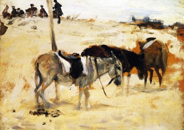Donkeys In A Moroccan Landscape by John Singer Sargent