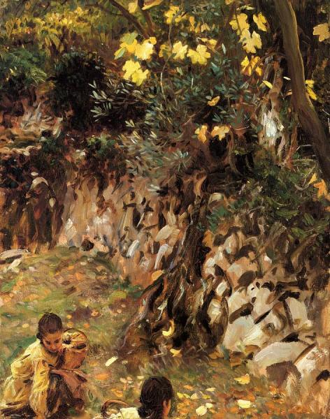 Gathering Blossoms, Valdemosa by John Singer Sargent