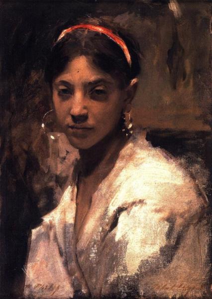 Head Of A Capri Girl by John Singer Sargent