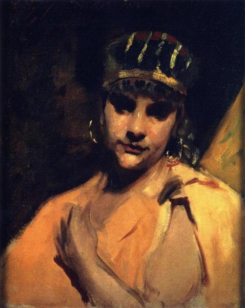 Head Of A Woman With Gold Earrings by John Singer Sargent
