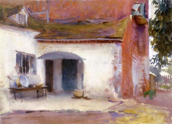 House And Courtyard by John Singer Sargent